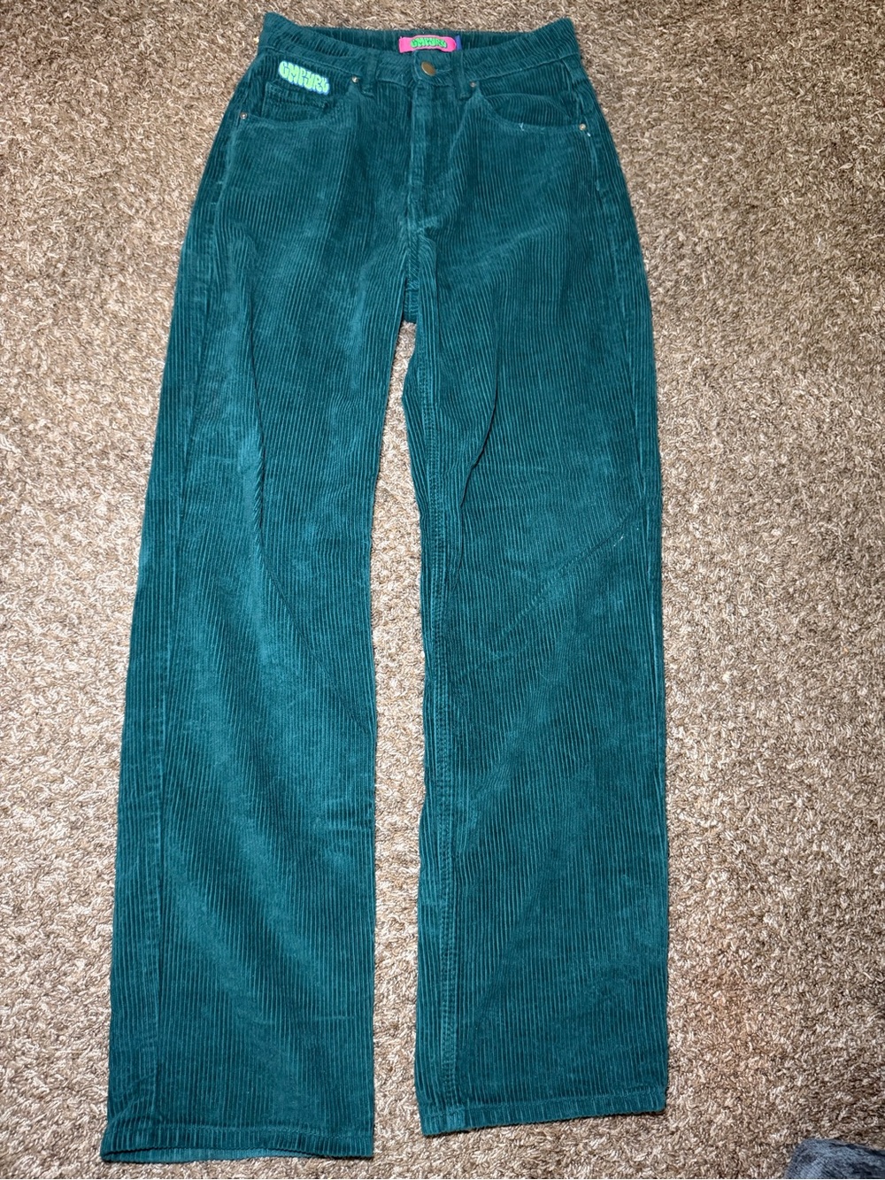 Empyre Green Corduroy Baggy Skate Pants Wide Leg Size 0 Y2K Streetwear